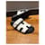 Hermès Sandali Chypre Pelle Bianca 39 Nero Bianco  - vista 8