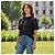 Sonia Rykiel Paris Camiseta de algodón negro bordada floral con flecos - XL - vista 2