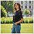 Sonia Rykiel Paris Camiseta de algodón negro bordada floral con flecos - XL - vista 9