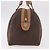 Céline Borsa Boston CELINE Macadam Canvas PVC Pelle Marrone Oro Auth 188493 D'oro - vista 5