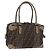 FENDI Boston Bag Zucca Canvas Schwarz Braun Auth 188433