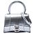 Bolsa Balenciaga Silver Mini Metallic Croc Embossed Calfskin Hourglass Top Handle Bag Prata
