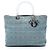 Lady Dior in denim blu grande con manici in acrilico Cannage di Dior Blu chiaro