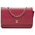 Wallet On Chain Portafoglio con catena Chanel in agnello con stampa CC rosa e camelia
