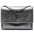 Saint Laurent Umhängetasche Monogram Sunset aus silberfarbenem Metallic-Kalbsleder, Größe Medium