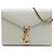Portafoglio con catena Cassandra monogramma in pelle granulata bianca Saint Laurent Bianco