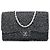 Chanel Black Jumbo Classic Tweed e Calfskin Single Flap Nero