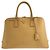 Prada Saffiano Leder Triangle Logo Tote Braun Beige