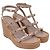 Valentino Garavani Espadrilles con zeppa Valentino Rockstud Torchon 105 in pelle rosa Marrone - vista 3