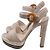 Sandales à plateforme avec bride à boucle Prada en daim beige - vue 5