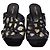 Yves Saint Laurent Saint Laurent gemusterte Mules mit Absatz aus schwarzem Satin - Ansicht 2