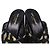 Yves Saint Laurent Saint Laurent gemusterte Mules mit Absatz aus schwarzem Satin - Ansicht 6