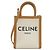 Cabas Céline Borsa Tote Celine Mini Vertical in tela di cotone e pelle di vitello Marrone Beige