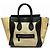 Céline Borsa CELINE Luggage Mini Shopper in pelle e lino Marrone Beige