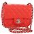 CHANEL Mini Matelasse 17 Chain Bag Lamb Skin Red Silver CC Auth 189072SM Argento Rosso