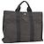 Hermès HERMES Her Line MM Hand Bag Canvas Gray Silver Auth 189625 Marrone Argento