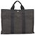 Hermès HERMES Her Line MM Hand Bag Canvas Gray Silver Auth 189625 Marrone Argento - vista 2