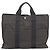 Hermès HERMES Her Line MM Hand Bag Canvas Gray Silver Auth 189625 Marrone Argento - vista 3