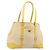 PRADA Tote Bag Canvas Beige Silber Auth 189498A