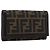 FENDI Cartera Bifold de Lona Zucca Negro Marrón Auth am11958V Castaño