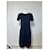 Robe en mélange de coton vintage Yves Saint Laurent bleu marine M  - vue 13