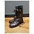 Botas de amarrar em couro marrom Chanel com punhos de tweed Cinza - vista 2
