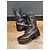 Botas de amarrar em couro marrom Chanel com punhos de tweed Cinza - vista 9