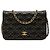 Wallet On Chain Portafoglio con catena Chanel Black CC in agnello trapuntato Diamond Stitch con borchie Nero