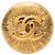 Chanel Gold CC Gold Plated Sunburst Round Pin Brooch Golden