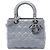 Dior Lady Dior aus metallischem Lammleder Cannage in Grau Medium Braun