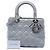 Dior Lady Dior aus metallischem Lammleder Cannage in Grau Medium Braun - Ansicht 7