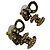 Timeless Orecchini Chanel Crystal CC Bow Drop in metallo dorato Stampa python - vista 3
