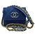 Mini pochette a catena in denim Chanel 19 Blu