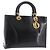 Bolso Christian Dior de charol negro y oro Auténtico bs35940 Dorado