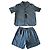 Completo camicia e pantaloncini in seta Dior Oblique Bleu Blu