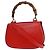 Gucci Vintage Convertible Bamboo Top Handle Leather Medium Rosso - vista 2
