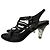 Chanel Sandali in raso nero cristalli tacco lucite