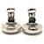 Orecchini a clip CHANEL Coco Mark Circle Button Argento Bianco  - vista 5