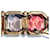Broche Yves Saint Laurent YSL Triple Stone Doré  - vue 7