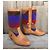 Autre Marque Bottes Sabah Ibiza en cuir et kilim style bohème Marron Multicolore - vue 2