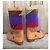 Autre Marque Bottes Sabah Ibiza en cuir et kilim style bohème Marron Multicolore - vue 4