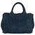 Borsa Prada Canapa Mini in denim blu scuro - vista 2