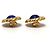 Orecchini clip vintage Chanel Gripoix Blue Cabochon D'oro - vista 4