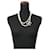 Collana Lunga Chanel con Marchio Coco e Perle Sintetiche Bianco D'oro  - vista 5