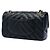 Chanel Black Medium Classic Chevron Calfskin Pleated Double Flap Preto - vista 2