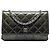 Wallet On Chain Portafoglio con catena Chanel Green CC trapuntato in vernice metallizzata striata