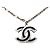 Collana con pendente Chanel Silver CC in ottone e smalto