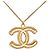 Collana con pendente Chanel Gold CC placcato oro D'oro - vista 2