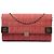 Chanel Red CC Choco Bar Denim Chain Flap Rosso