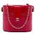 Chanel Roter CC Gesteppter Lack Vanity Case mit Kette